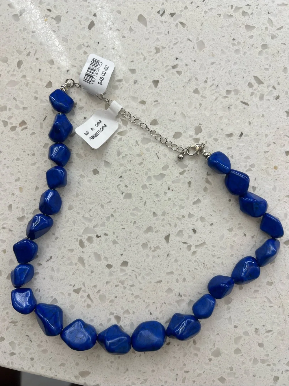 Free People beaded blue stone necklace with tags